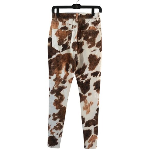 NWOT Women's WeWoreWhat / Revolve Stiletto Slit Skinny Jean Cow Print Size 26 - Picture 2 of 10